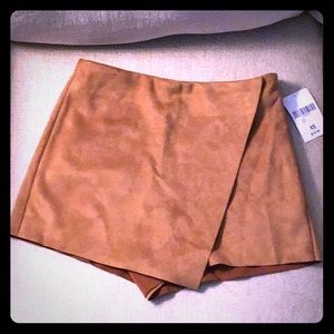 Faux suede camel skort